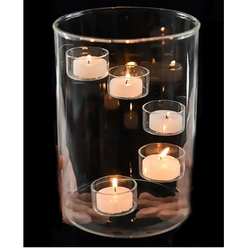 21cm Glass Cylinder with 5 Tealights