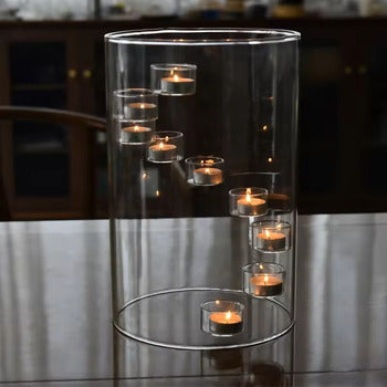 35cm Glass Cylinder with tealight holders