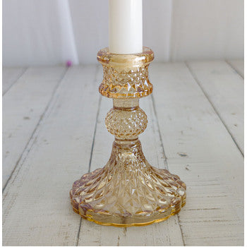 Crystal Glass Gold Taper Candle Holder