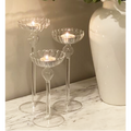 Glass Stemmed Tealight Holders - 3pcs