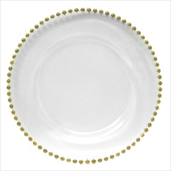 Gold Beaded Clear Charger Plate
