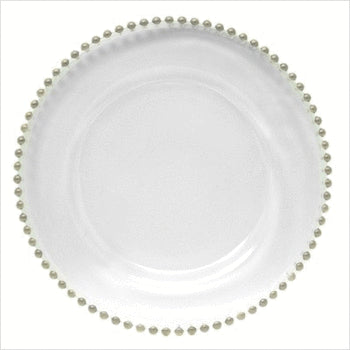 Silver Beaded Clear Charger Plate